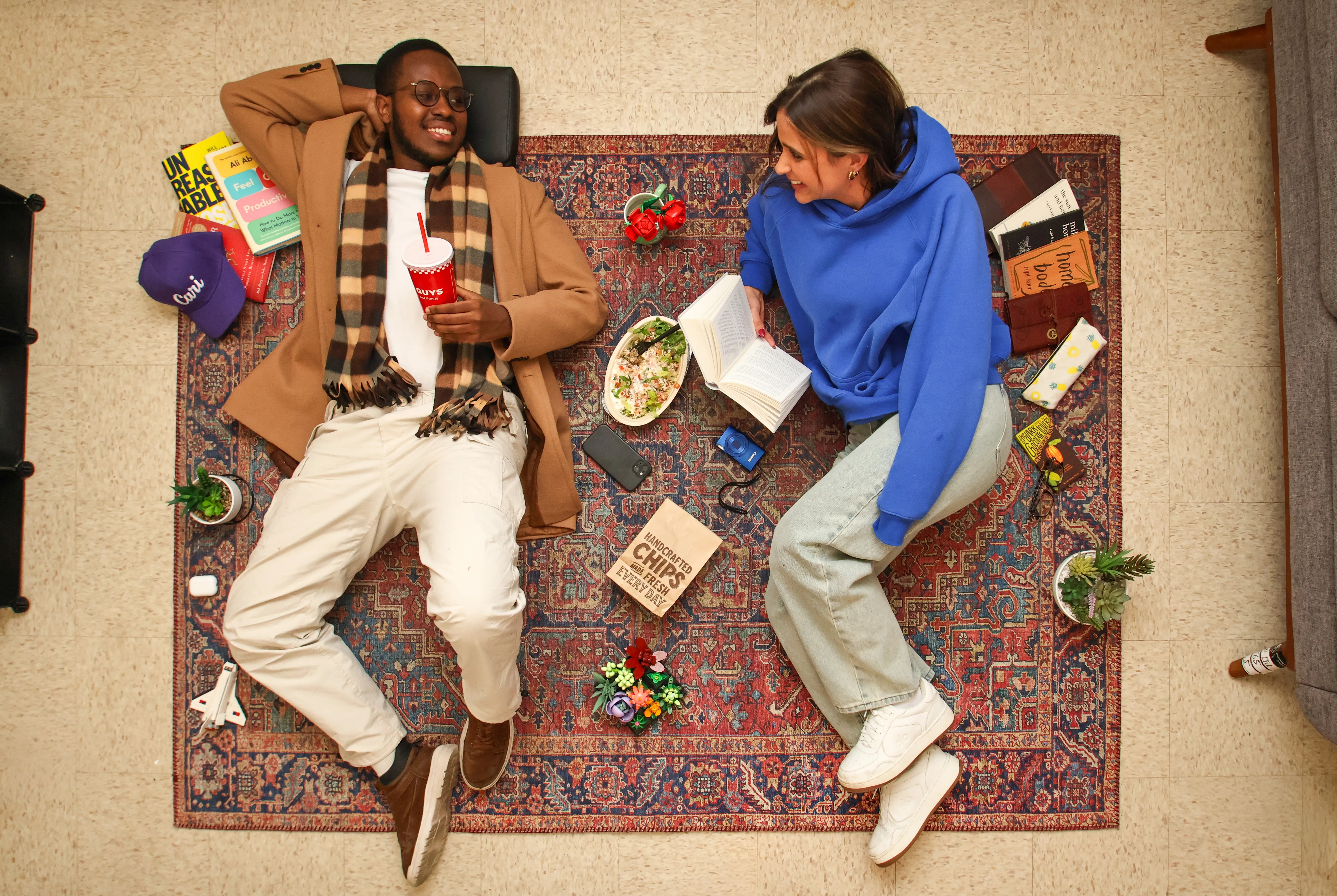 Students enjoying campus food